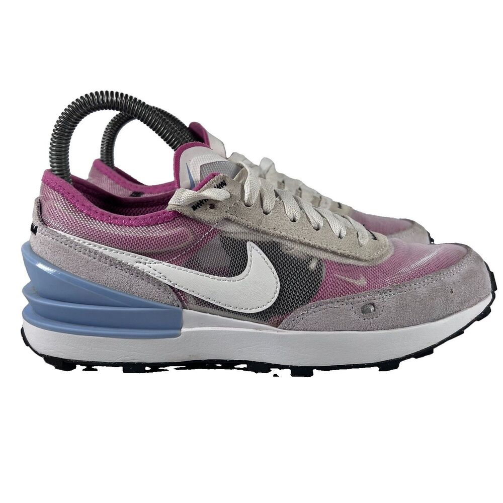 Nike Waffle One GS Grey Pearl Pink Lace Up Running Shoes Sneakers Girls Size 5Y